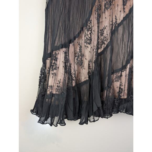 Vintage Y2K Cache Lace Mesh Overlay Skirt Black M - Picture 3 of 7